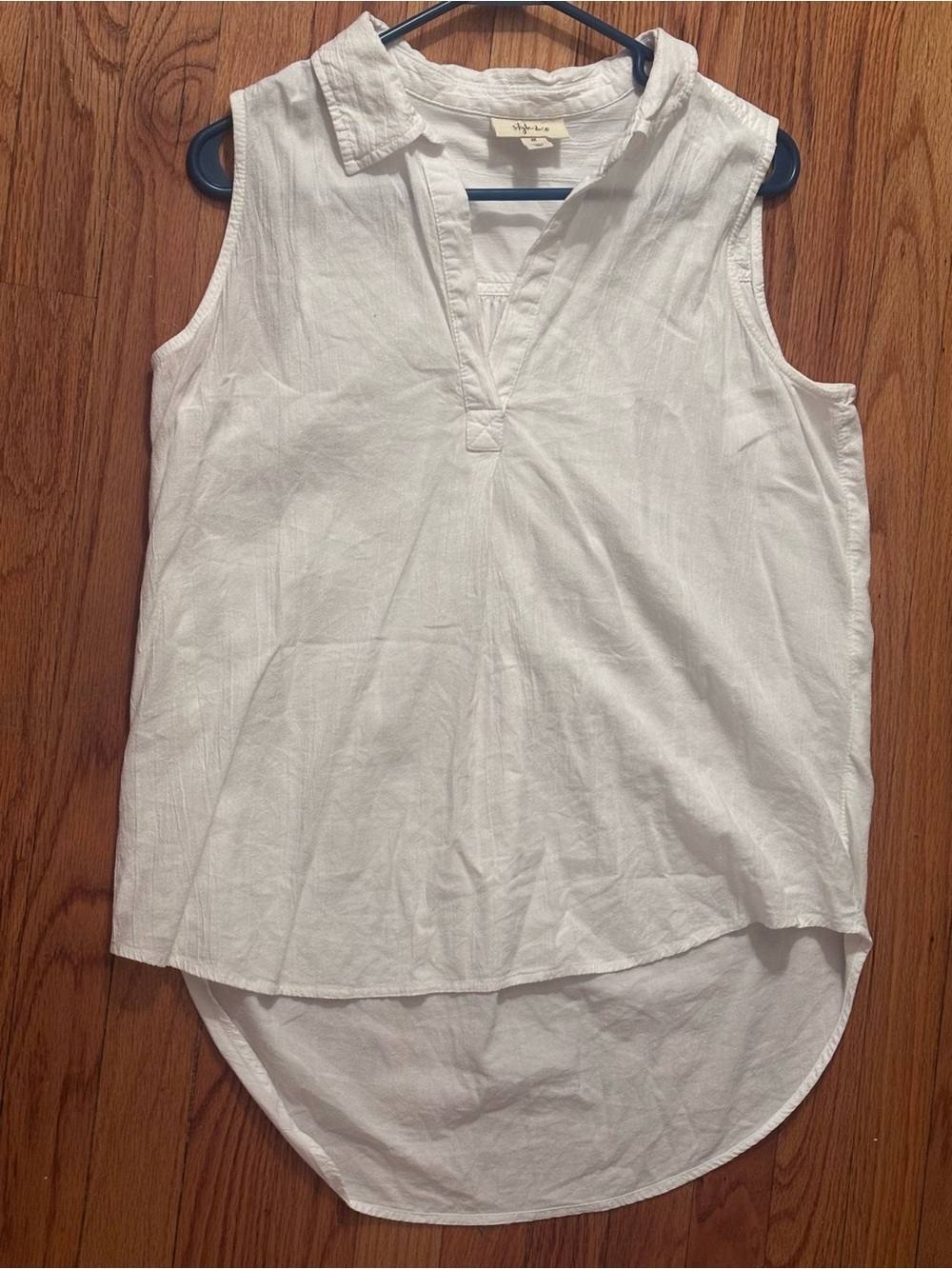 Style & Co White Sleeveless Tunic Top Women’s 0X Plus Size High Low Hem - Picture 2 of 6